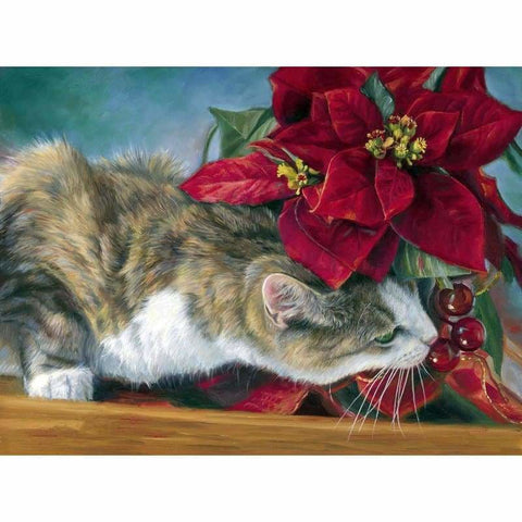 Cat In Flower Diy Paint By Numbers Kits PBN52182 - NEEDLEWORK KITS