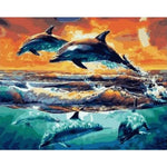 Dolphin Diy Paint By Numbers Kits ZXQ1847 - NEEDLEWORK KITS