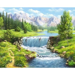 Landscape Mountain Lake Diy Paint By Numbers Kits ZXQ3302 - NEEDLEWORK KITS