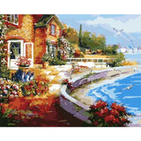 Landscape Seaside Town Diy Paint By Numbers Kits ZXQ1502 - NEEDLEWORK KITS