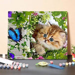 Paint by Numbers Kit-Beautiful Cat & Butterfly