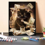 Paint by Numbers Kit-Black Money Cat