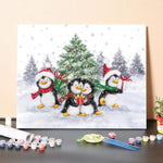 Paint By Numbers Kit-Penguins Christmas