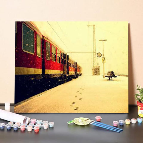 Paint by Numbers Kit-Snow Country Train