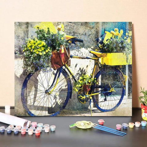 Paint By NumbersKit Blue and Yellow Bike