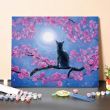 Russian Blue CatIn Pink Flowers-Paint by Numbers Kit