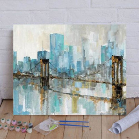 Teal City Shadows Paint By Numbers Kit